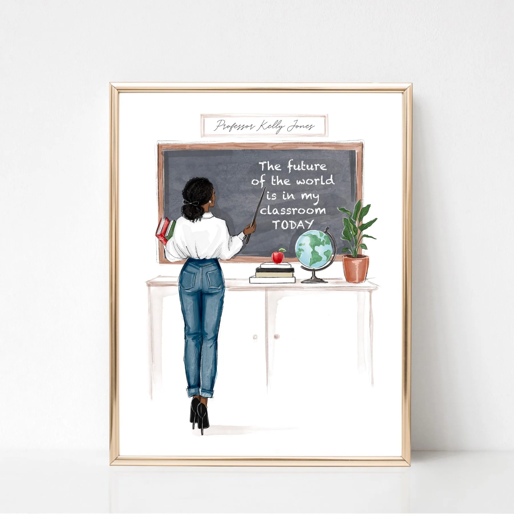 Back to school teacher fashion illustration art print