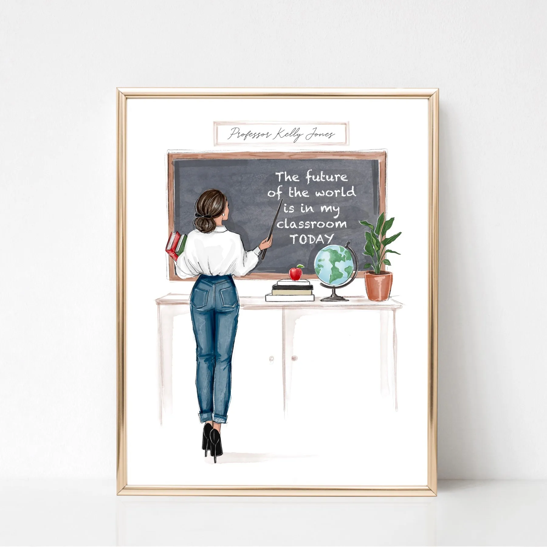 Back to school teacher fashion illustration art print