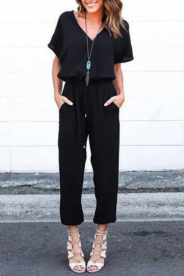 Chiffon Short Sleeve Jumpsuit