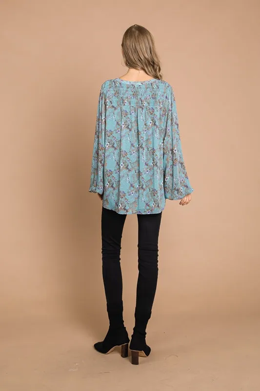 Cotton Bleu Serenity Chiffon Blouse - Aqua