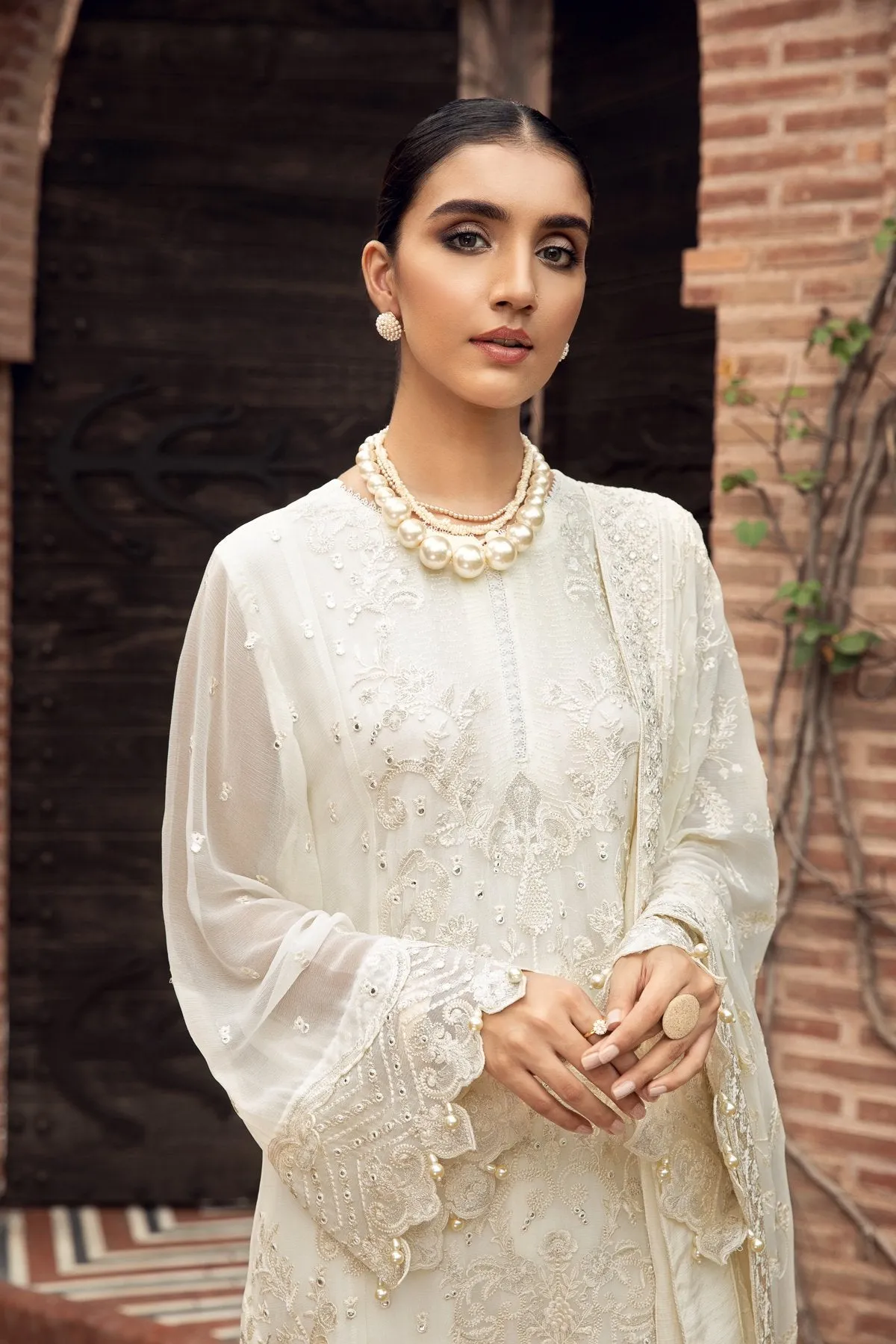 Farasha Embroidered Chiffon Collection – Porcelain