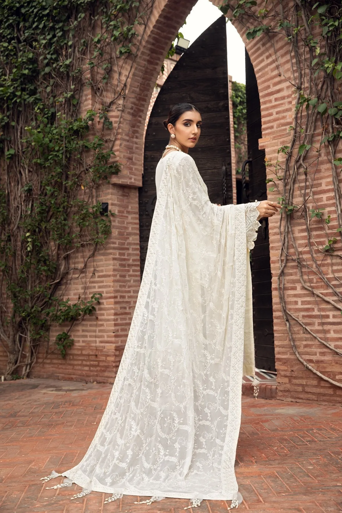 Farasha Embroidered Chiffon Collection – Porcelain