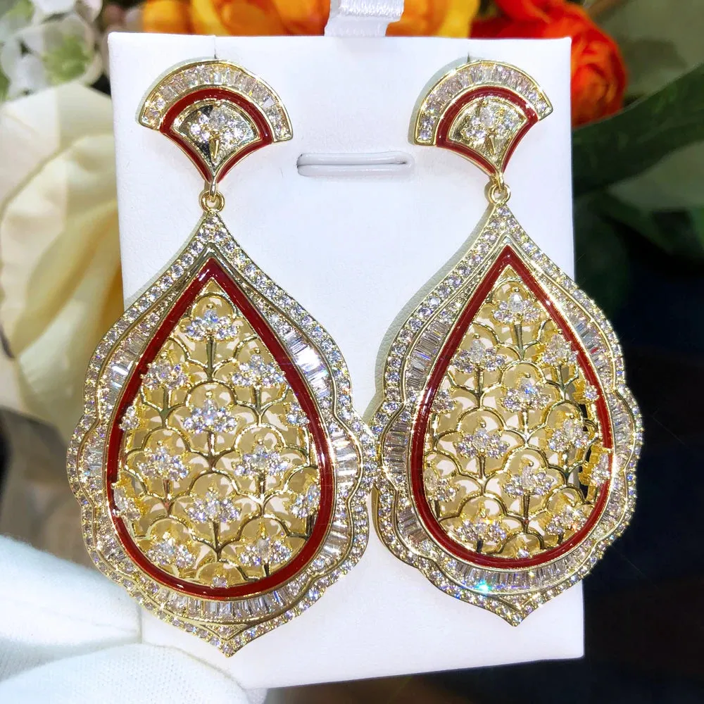 New Dubai Luxury Gorgeous Big Pendant Earrings For Fashion Women