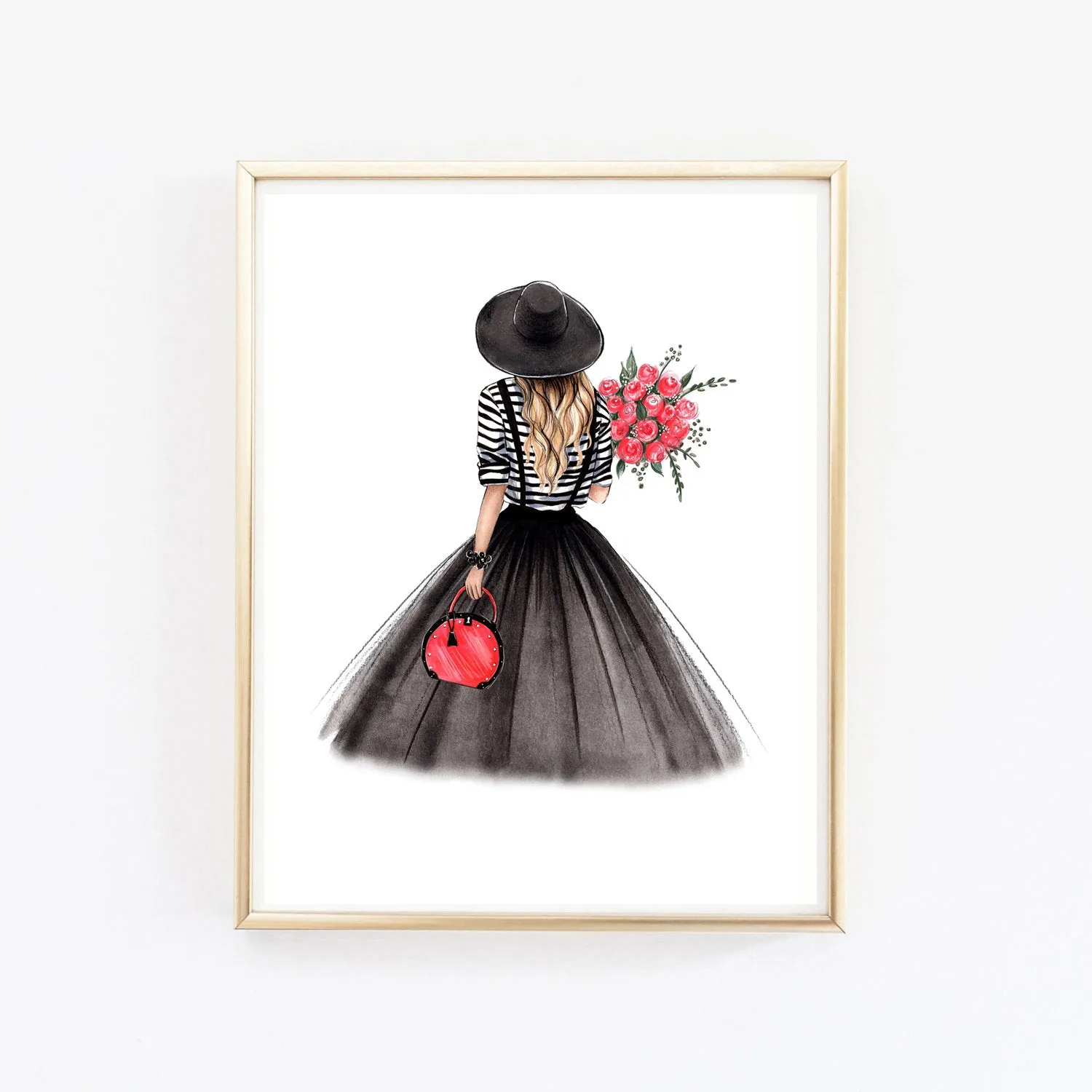 Paris inspired Set of 3 wall art prints fashion illustrations