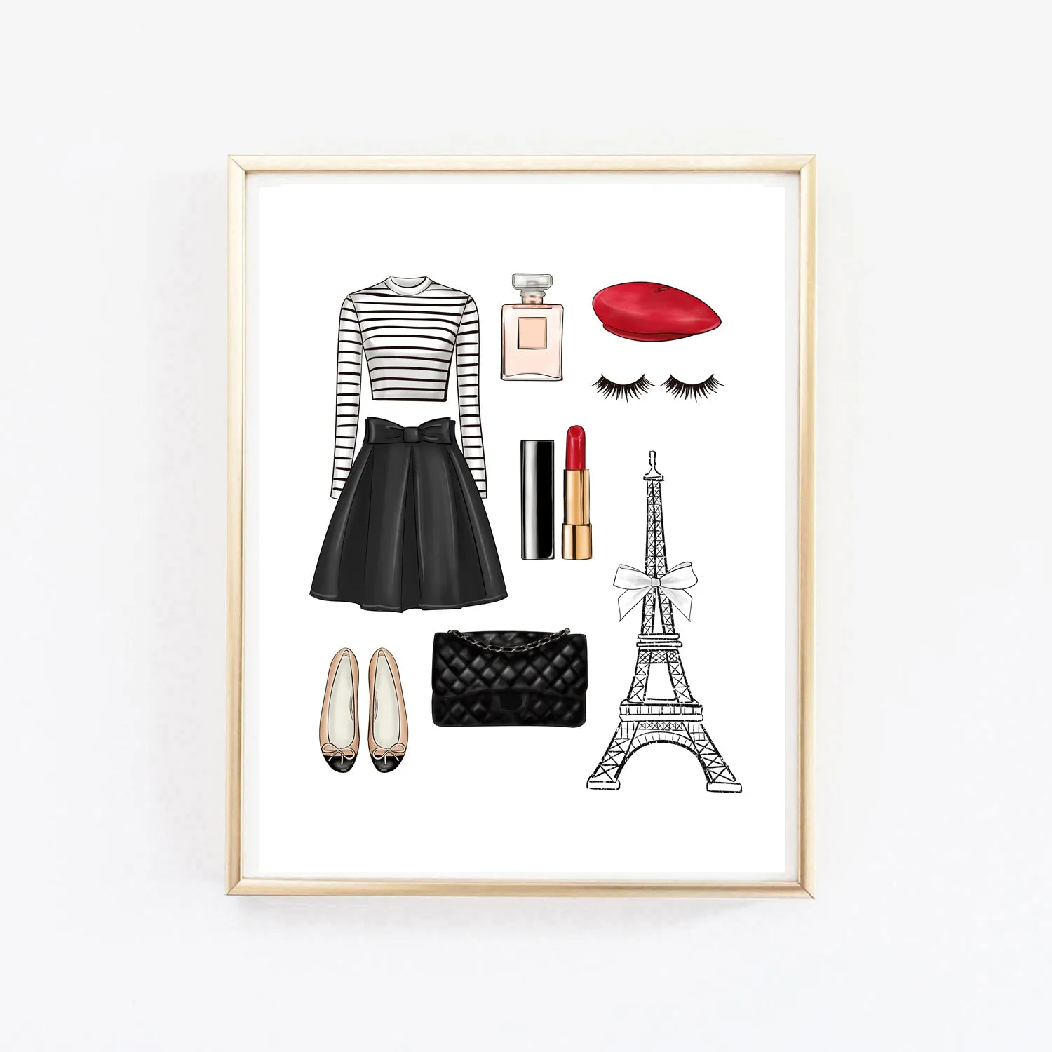 Paris inspired Set of 3 wall art prints fashion illustrations