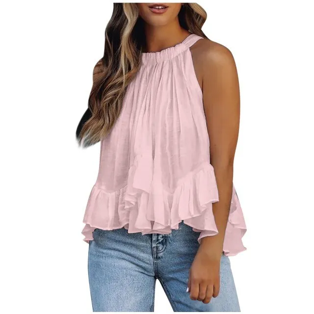 "Daisy" Sleeveless Halter Blouse