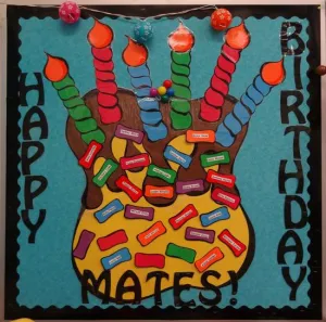 "Happy Birthday, Mates!" - Ocean Themed Birthday Bulletin Board Idea