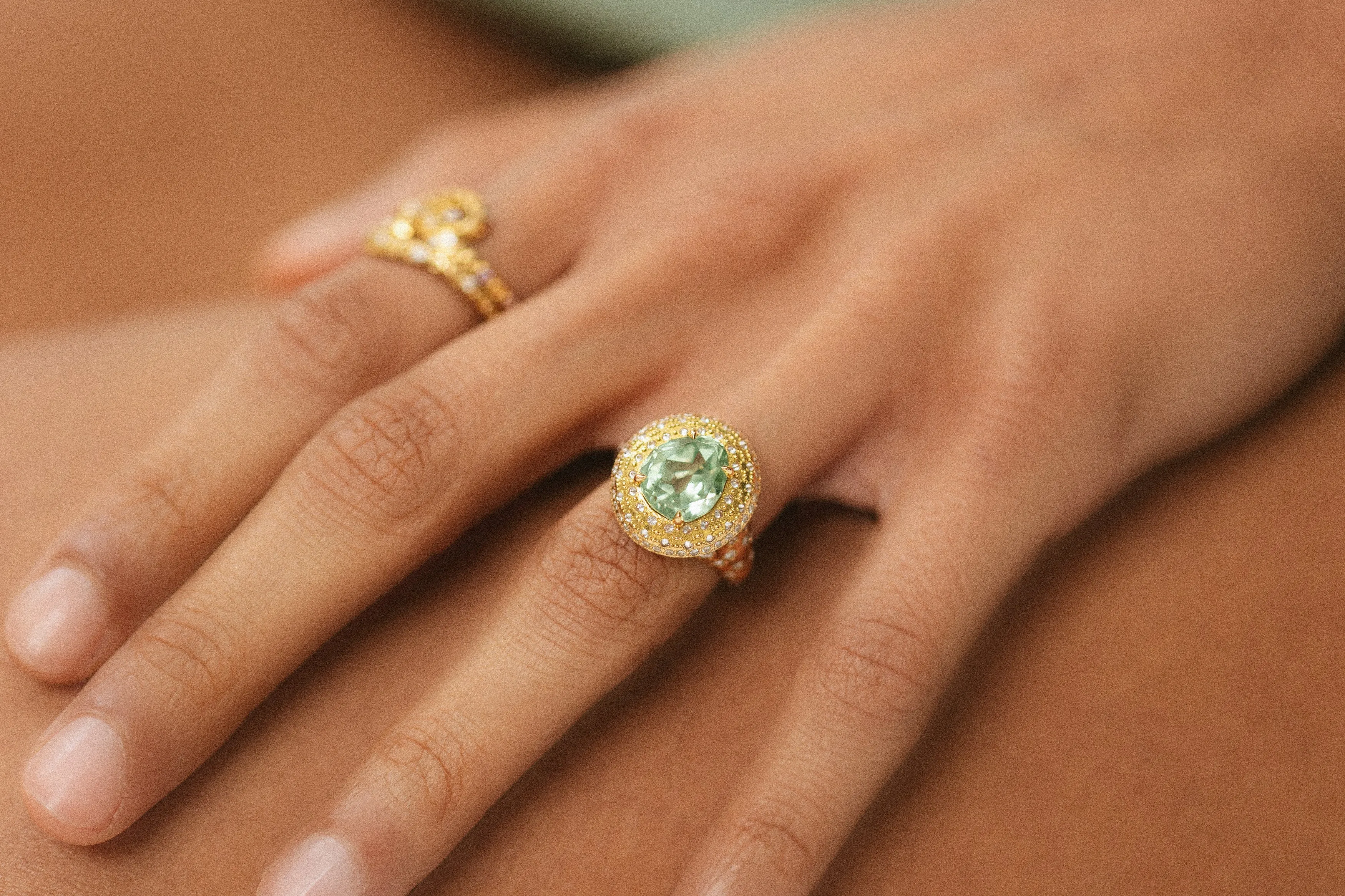 Renna x Alejandra Alonso Rojas Mint Garnet Sea Urchin Ring